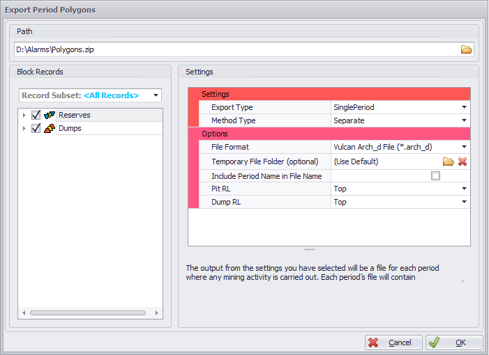 Export Polygons for All Periods