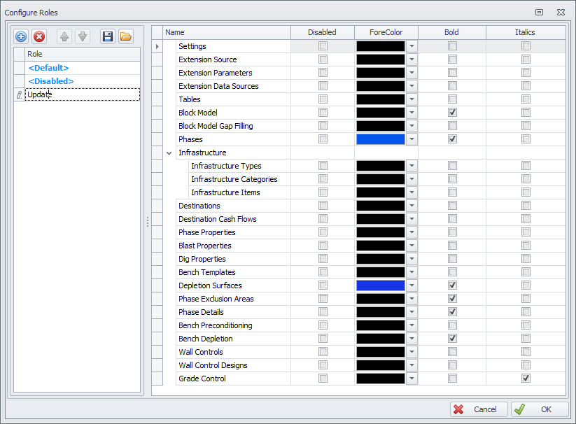 Setup tab