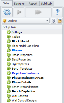 Setup tab