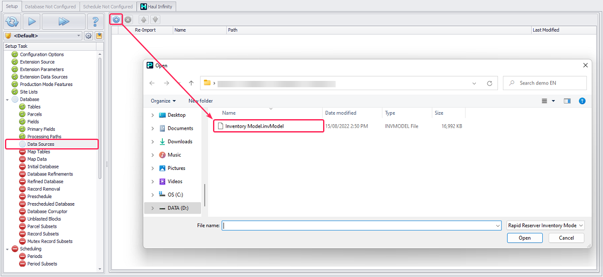 Importing reserves file from Rapid Reserver as an external data source for scheduling