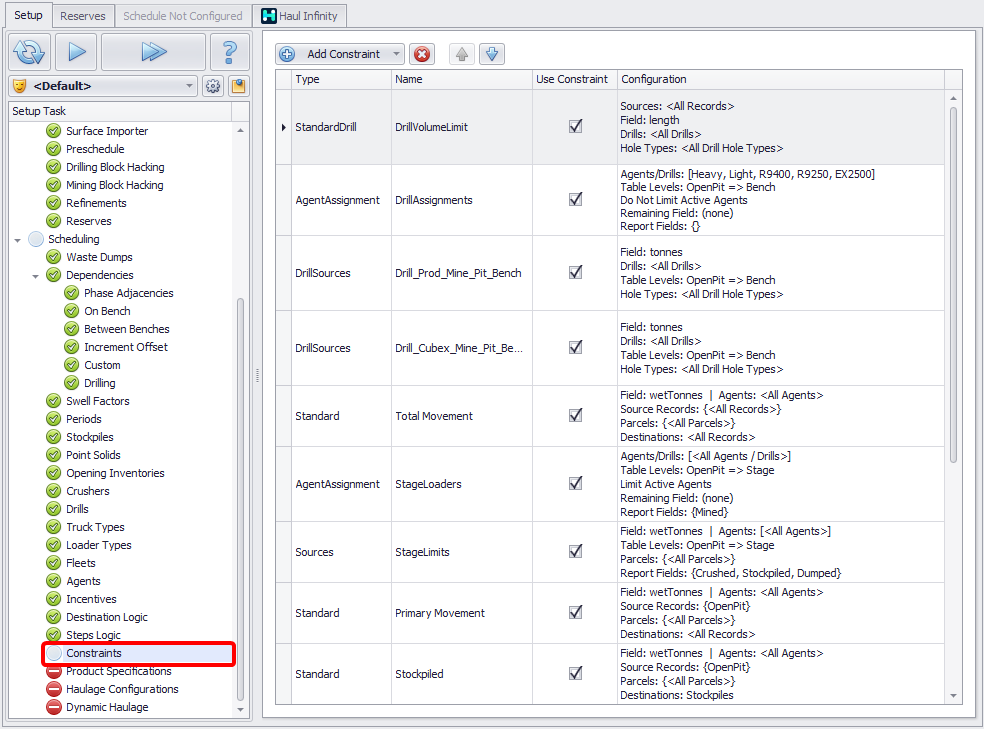 Add constraints in the Constraints step