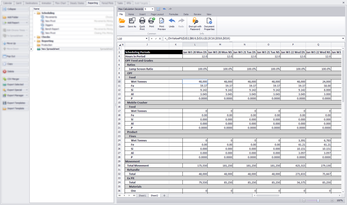 Resultant Spreadsheet Report