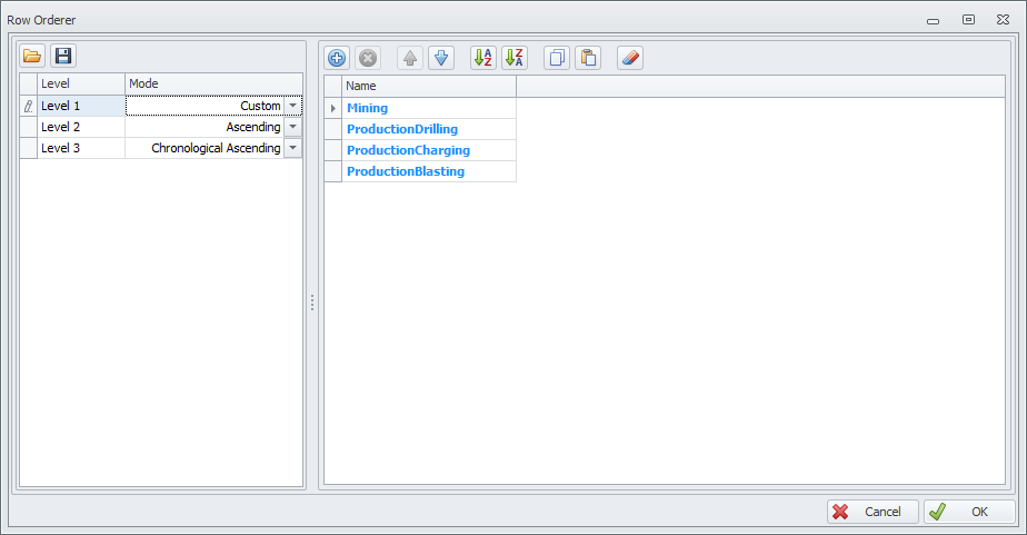 Row Orderer Dialog