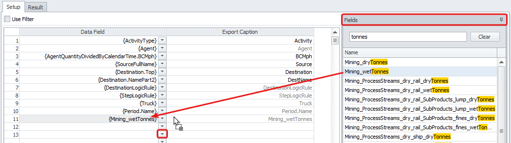 Adding Data fields to the Table Report