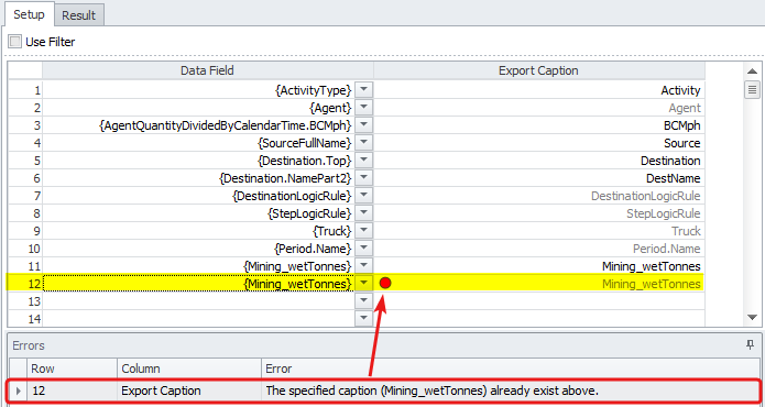 Error message warning about duplicated export names