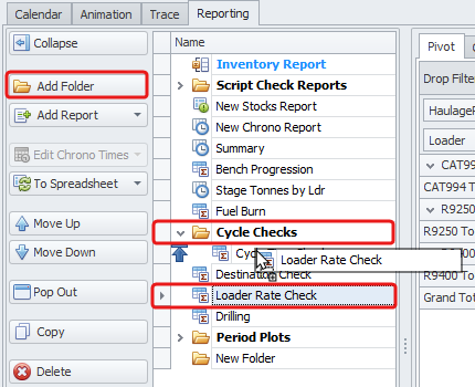 Drag and drop reports to the desired location or folder