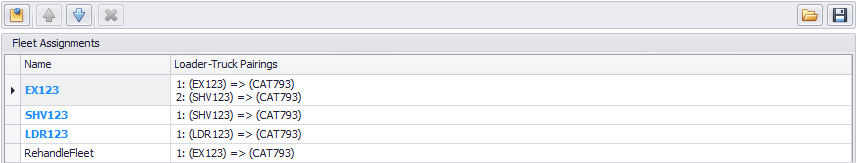 An error will be generated if SHV123 is included in the Loader-Truck Parings of the EX123 fleet