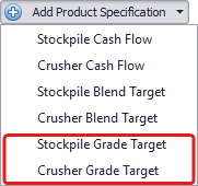 Adding Grade Targets for Stockpiles and Crushers