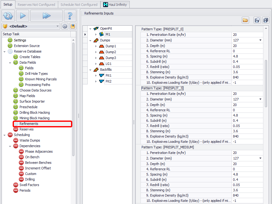 Parameters in the Refinements step
