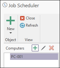 The Computers panel of the Job Scheduler form
