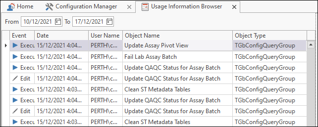 Usage information browser