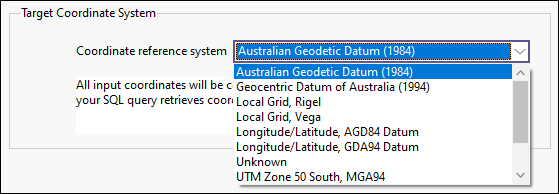 The Coordinate Reference System menu