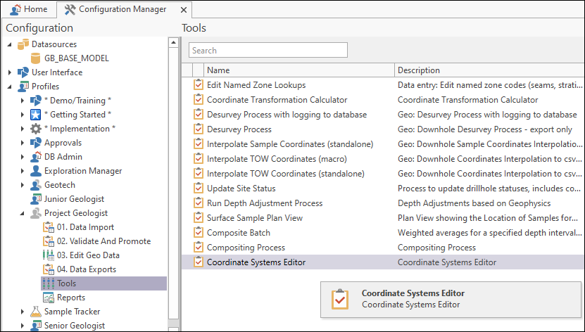 Coordinate System Editor