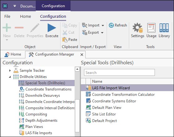 Geophysics (.LAS) File Import Wizard