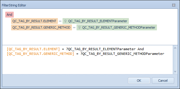 The Filter String Editor with sample string 