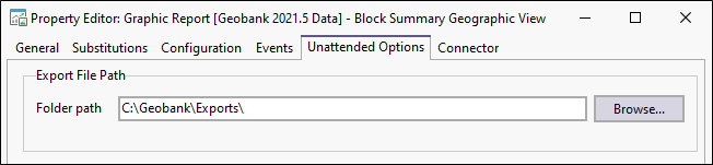 The Unattended Options tab in the Graphic Report Property Editor