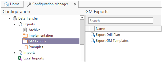 The GM Exports options of the Data Transfer component