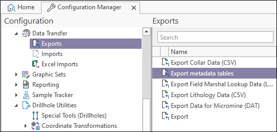 The Implementation options in the Data Transfer | Exports component