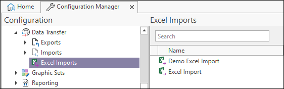 The Excel Imports options in the Data Transfer component
