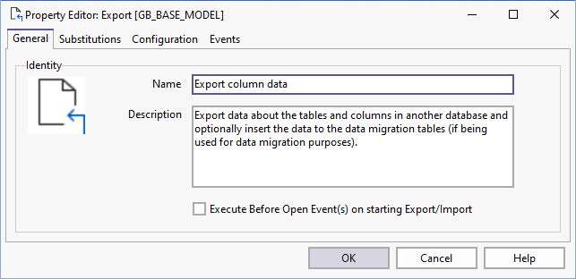 The Property Editor: Export form