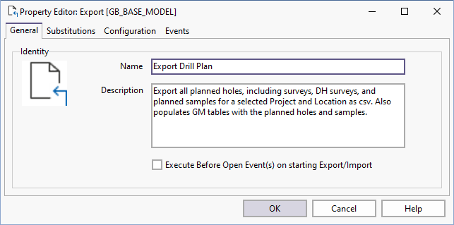 The Property Editor: Export form