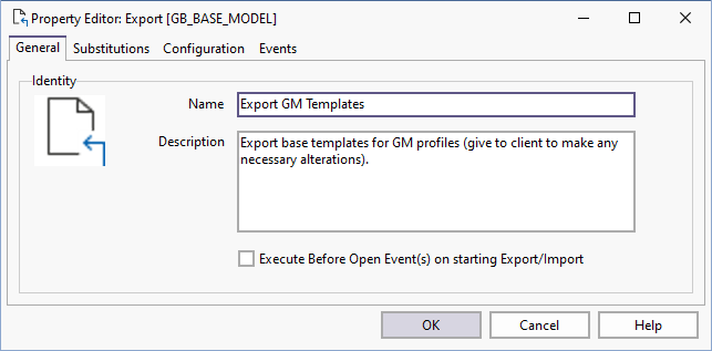The Property Editor: Export form