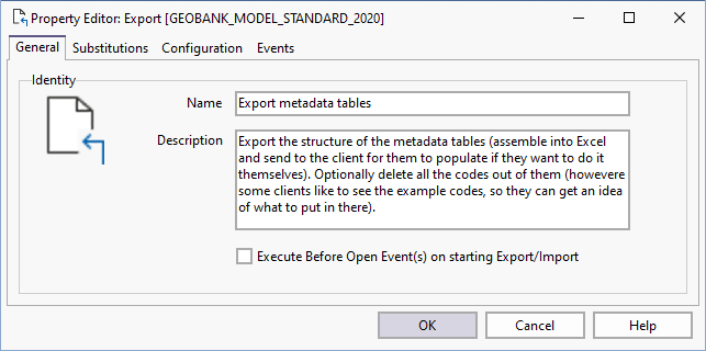 The Property Editor: Export form