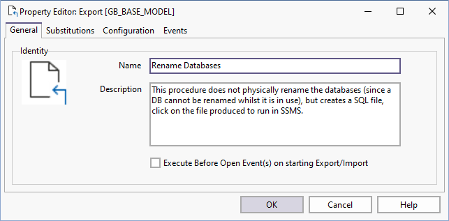 The Property Editor: Export form