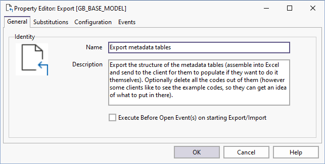 The Property Editor: Export form