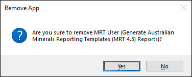 The prompt for the Remove option on the Manage form