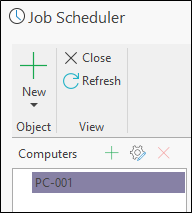 The Computers panel of the Job Scheduler form