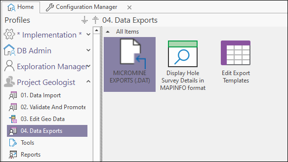 The User profile Data Exports options