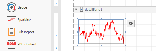 The Sparkline control button with a Sparkline inserted on a report