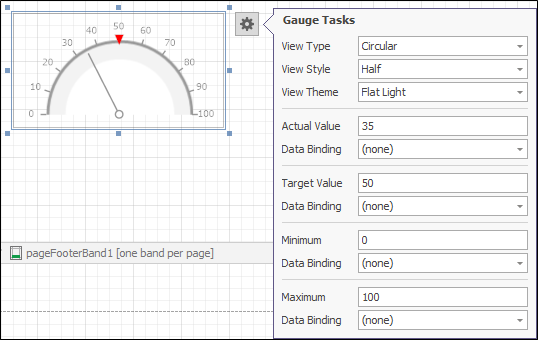 The Smart Tag menu for the Gauge control