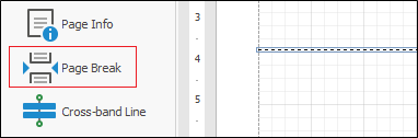 The Page Break control button with a Page Break in a report