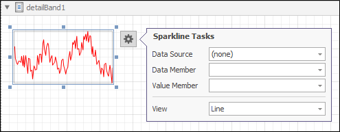 The Sparkline Tasks menu opened from the smart tag