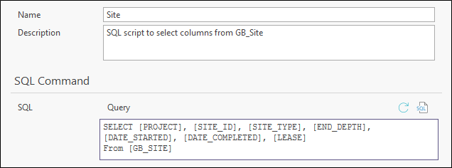 The SQL Script Parameters form
