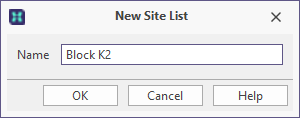 The New Site List form