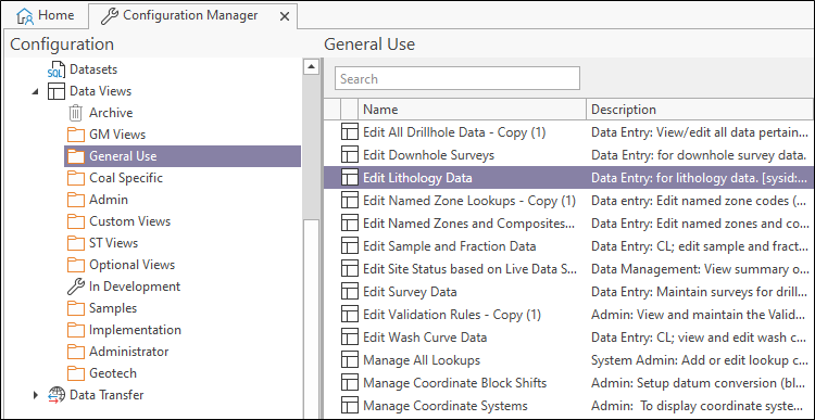 Working with data views