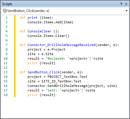 An example of a drillhole messages script