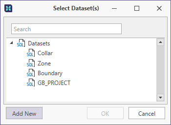 The Select Dataset(s) dialog and Add New button