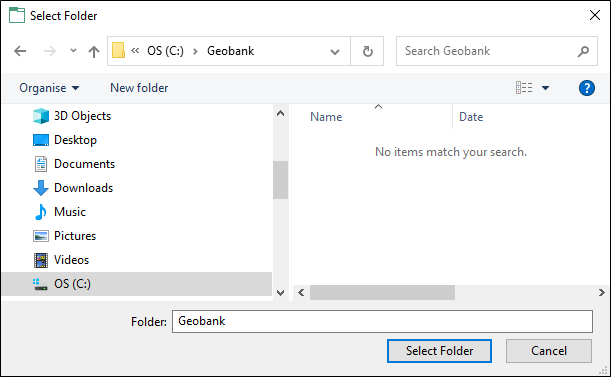 The Select Folder form for the FolderPicker control