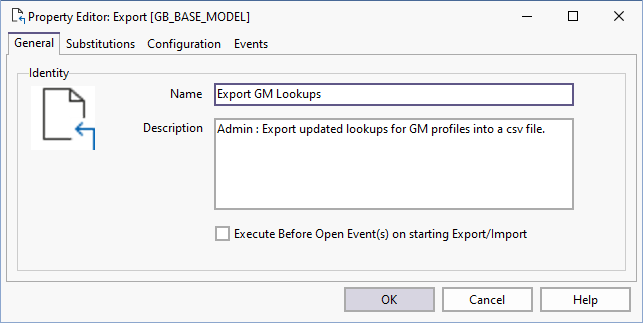 Export GM Lookups The Property Editor: Export form