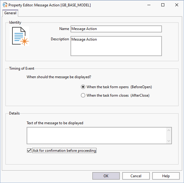 Property Editor: Message Action