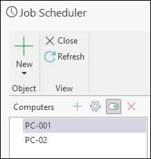 The Computers panel of the Job Scheduler form