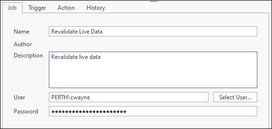 The Job tab on the Job Scheduler form
