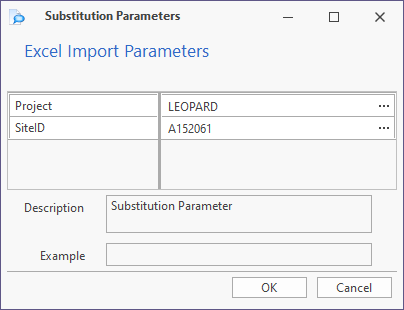 The Excel Import Parameters form