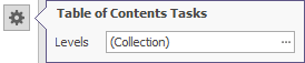 The Table of Contents Tasks menu opened from the smart tag