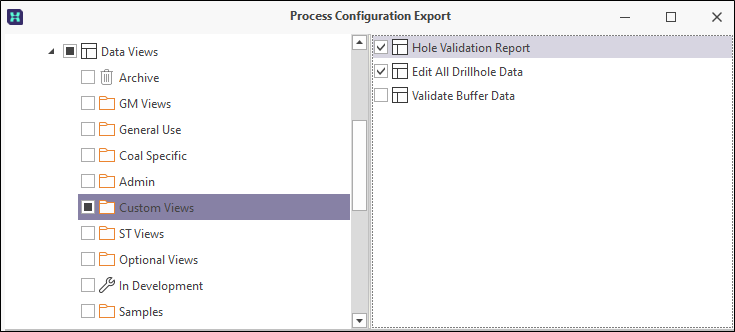 Export Configuration