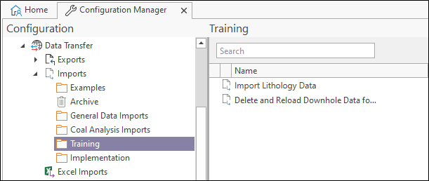 The Training options in the Data Transfer | Imports component